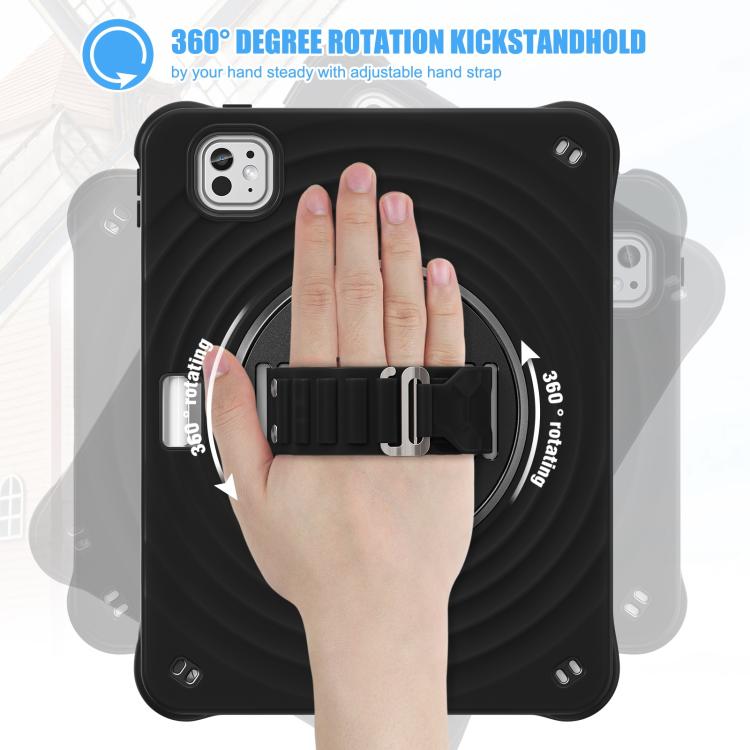 For iPad Pro 11 2025 / 2024 Rotation Holder Silicone Hybrid PC Tablet Case