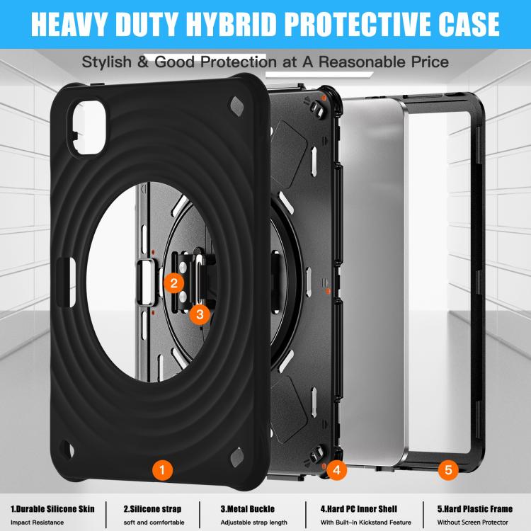 For iPad Pro 11 2025 / 2024 Rotation Holder Silicone Hybrid PC Tablet Case