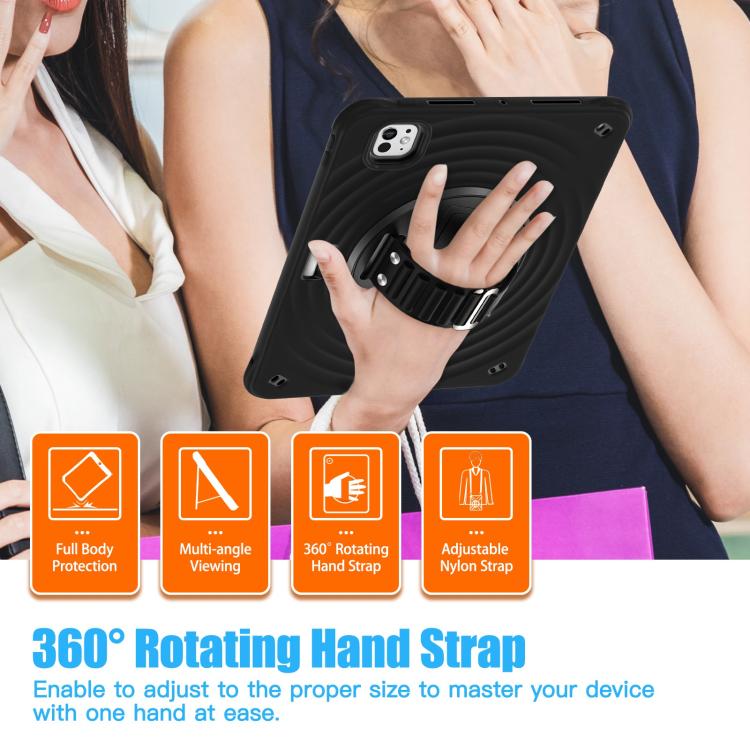 For iPad Pro 11 2025 / 2024 Rotation Holder Silicone Hybrid PC Tablet Case