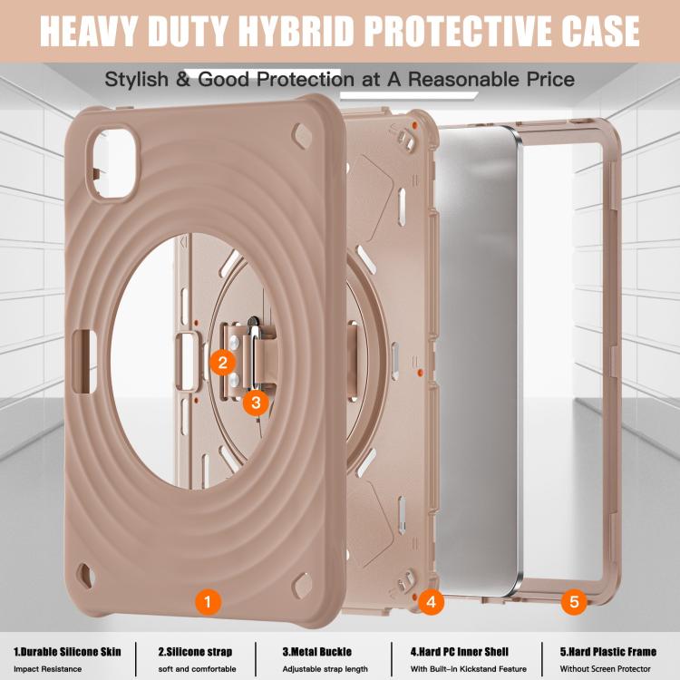 For iPad Pro 11 2025 / 2024 Rotation Holder Silicone Hybrid PC Tablet Case