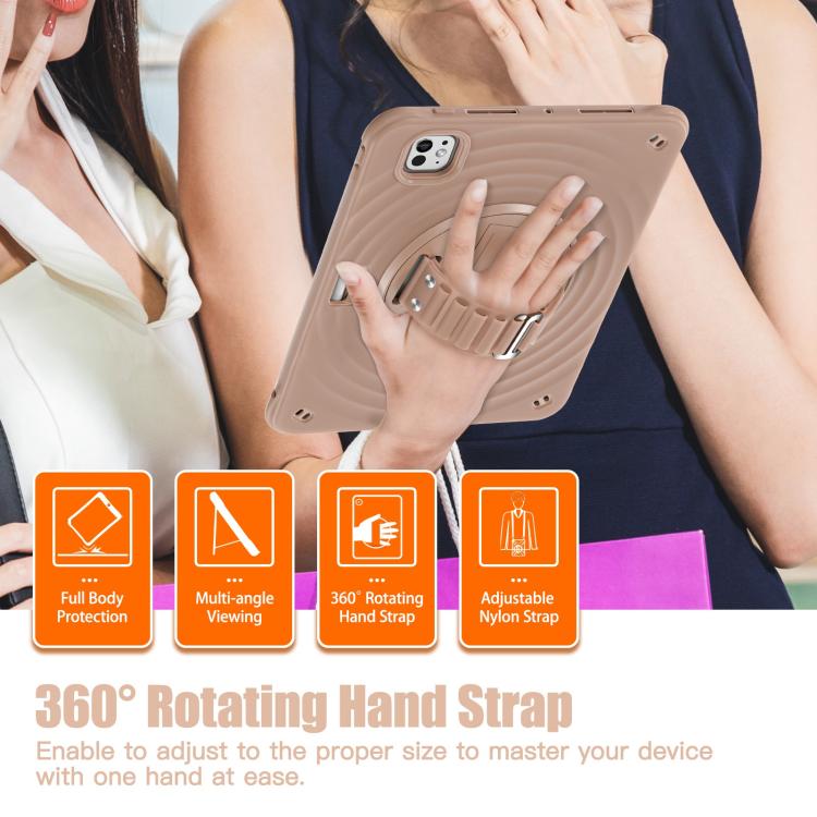 For iPad Pro 11 2025 / 2024 Rotation Holder Silicone Hybrid PC Tablet Case