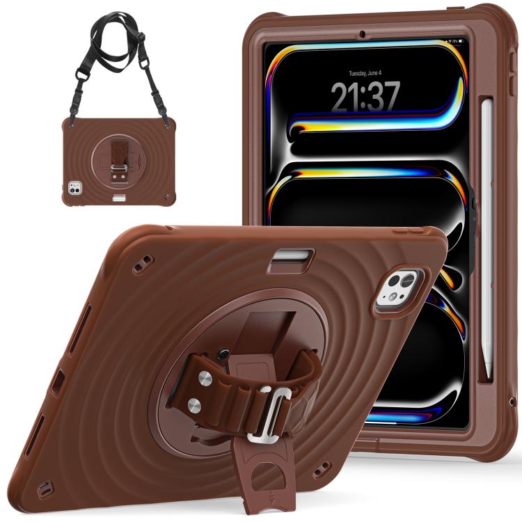 For iPad Pro 11 2025 / 2024 Rotation Holder Silicone Hybrid PC Tablet Case