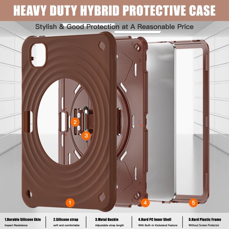 For iPad Pro 11 2025 / 2024 Rotation Holder Silicone Hybrid PC Tablet Case