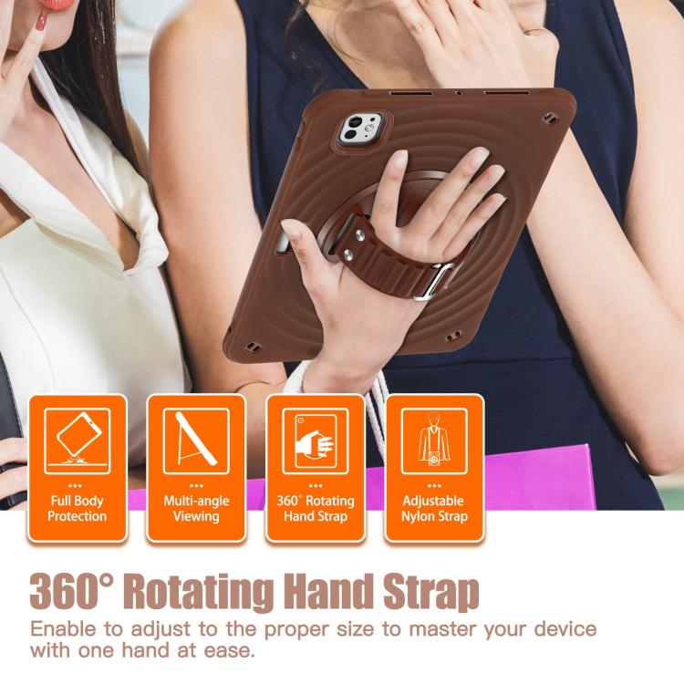 For iPad Pro 11 2025 / 2024 Rotation Holder Silicone Hybrid PC Tablet Case