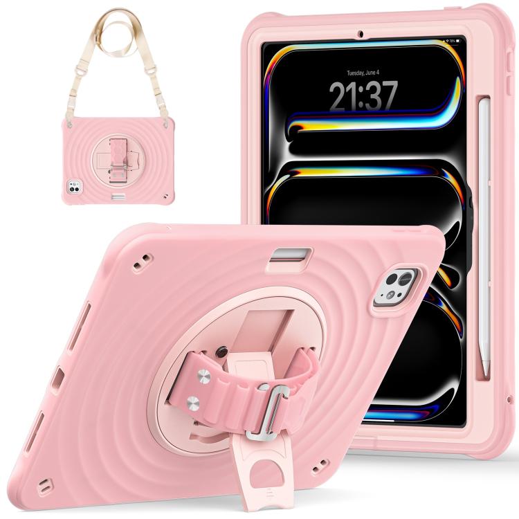 For iPad Pro 11 2025 / 2024 Rotation Holder Silicone Hybrid PC Tablet Case