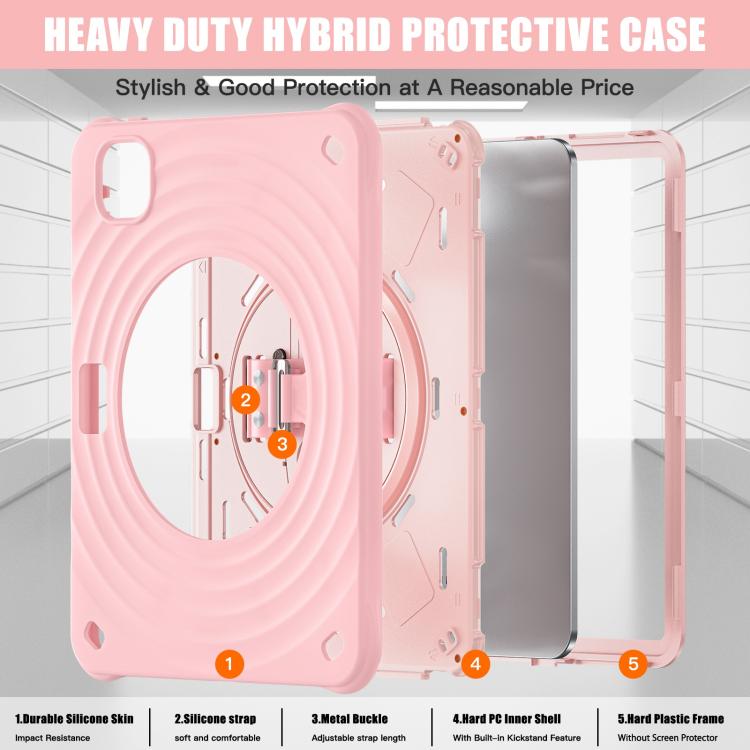 For iPad Pro 11 2025 / 2024 Rotation Holder Silicone Hybrid PC Tablet Case