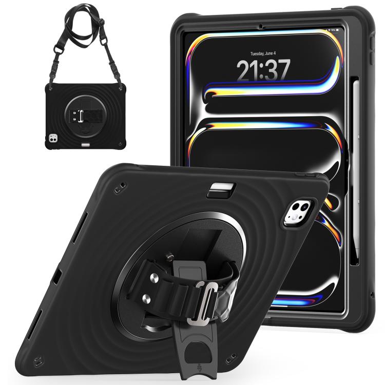 For iPad Pro 13 2025 / 2024 Rotation Holder Silicone Hybrid PC Tablet Case
