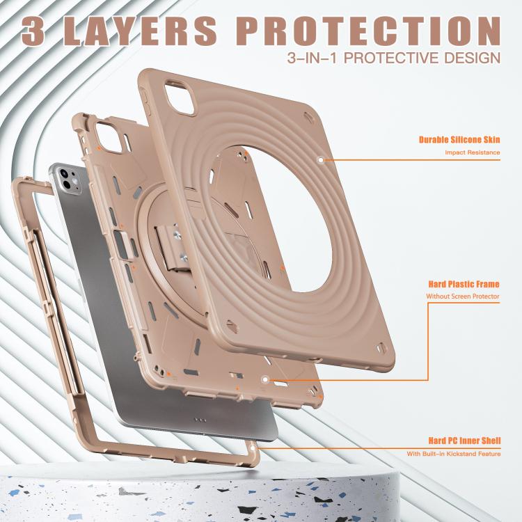 For iPad Pro 13 2025 / 2024 Rotation Holder Silicone Hybrid PC Tablet Case