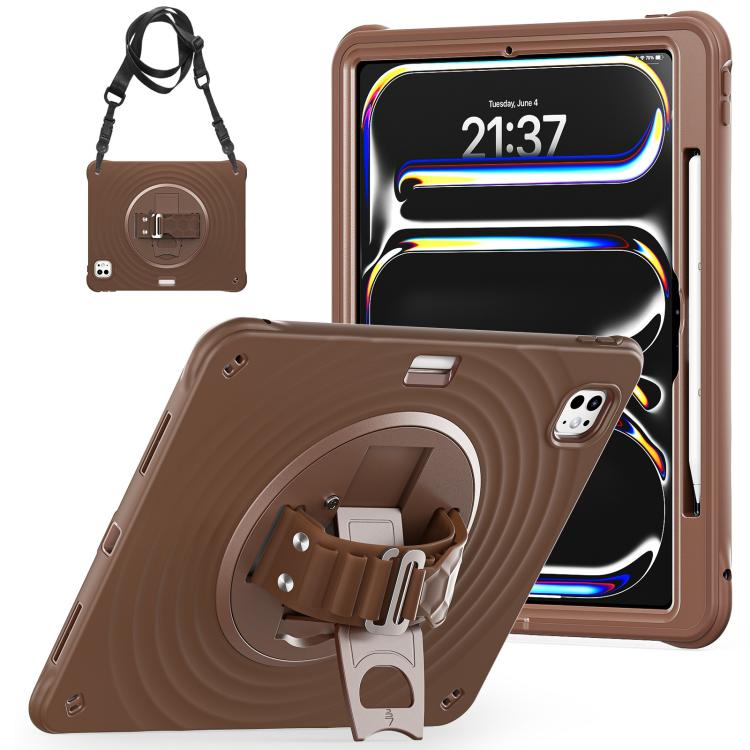 For iPad Pro 13 2025 / 2024 Rotation Holder Silicone Hybrid PC Tablet Case