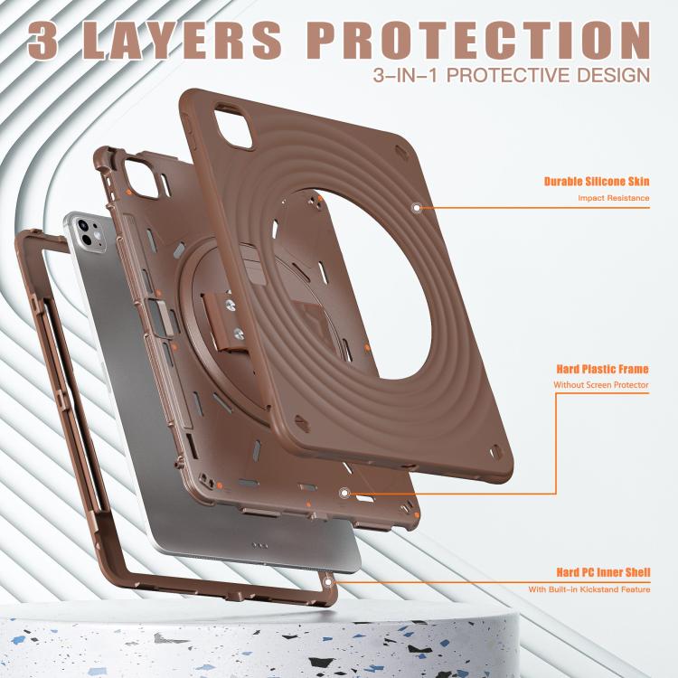 For iPad Pro 13 2025 / 2024 Rotation Holder Silicone Hybrid PC Tablet Case