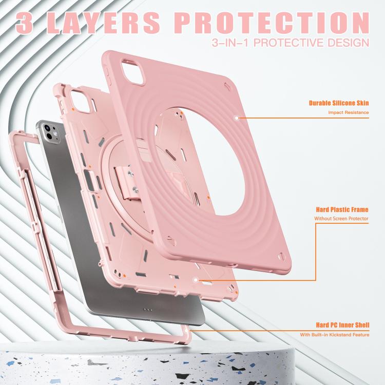 For iPad Pro 13 2025 / 2024 Rotation Holder Silicone Hybrid PC Tablet Case