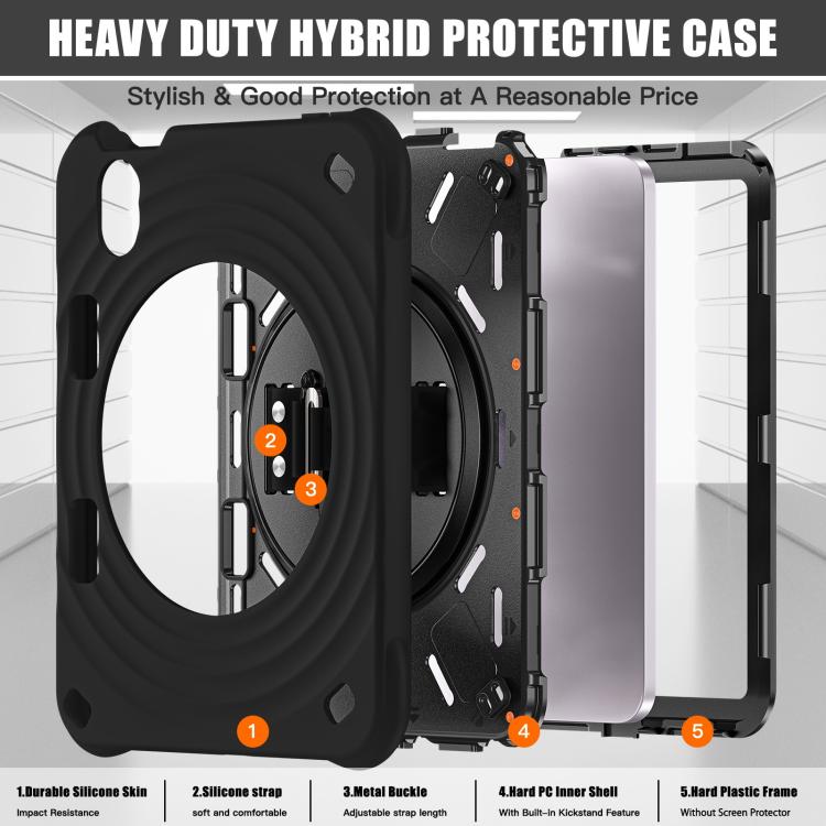 For iPad mini 2024 / mini 6 Rotation Holder Silicone Hybrid PC Tablet Case