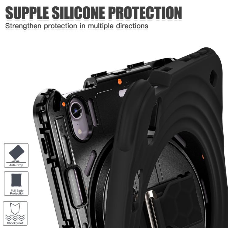 For iPad mini 2024 / mini 6 Rotation Holder Silicone Hybrid PC Tablet Case