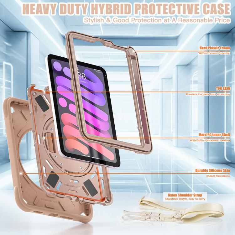 For iPad mini 2024 / mini 6 Rotation Holder Silicone Hybrid PC Tablet Case