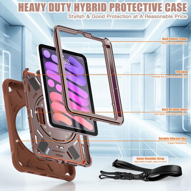 For iPad mini 2024 / mini 6 Rotation Holder Silicone Hybrid PC Tablet Case