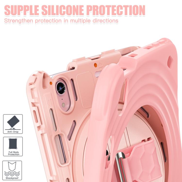 For iPad mini 2024 / mini 6 Rotation Holder Silicone Hybrid PC Tablet Case