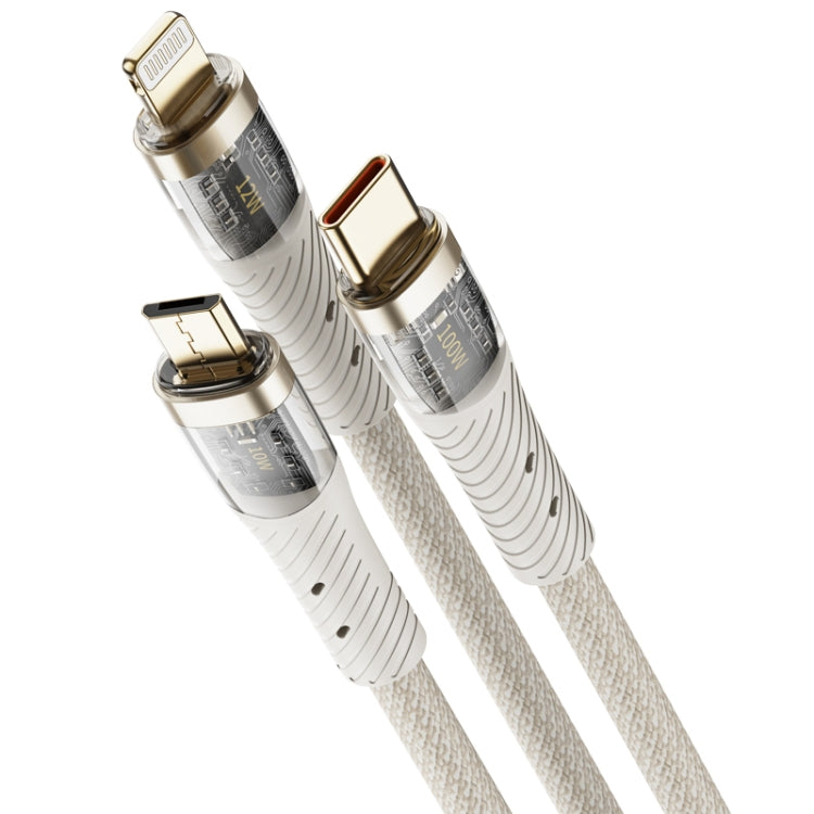 ROCK G20 1.5m 100W 3 in 1 USB-C / Type-C Fast Charging Data Cable