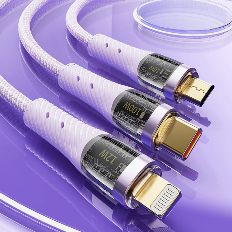 ROCK G20 1.5m 100W 3 in 1 USB-C / Type-C Fast Charging Data Cable