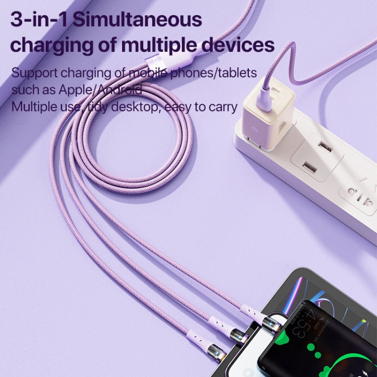 ROCK G20 1.5m 100W 3 in 1 USB-C / Type-C Fast Charging Data Cable