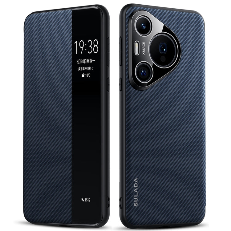 For Huawei Pura 70 Pro SULADA Kevlar 600D Texture Smart Window Leather Phone Case