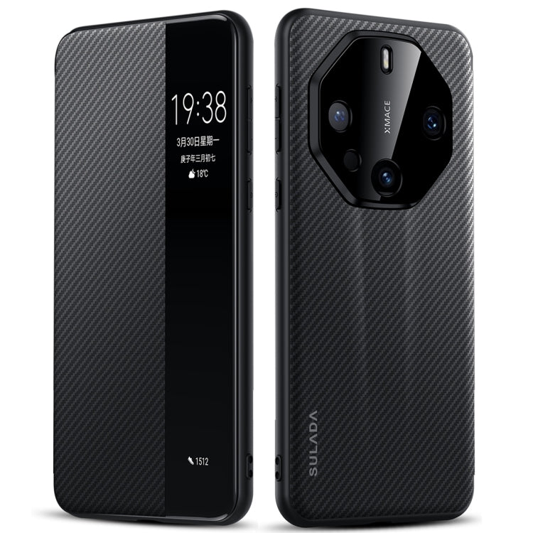 For Huawei Mate 60 RS Ultimate SULADA Kevlar 600D Texture Smart Window Leather Phone Case