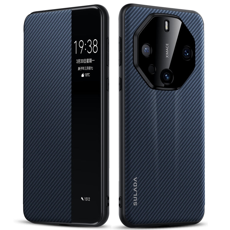 For Huawei Mate 60 RS Ultimate SULADA Kevlar 600D Texture Smart Window Leather Phone Case