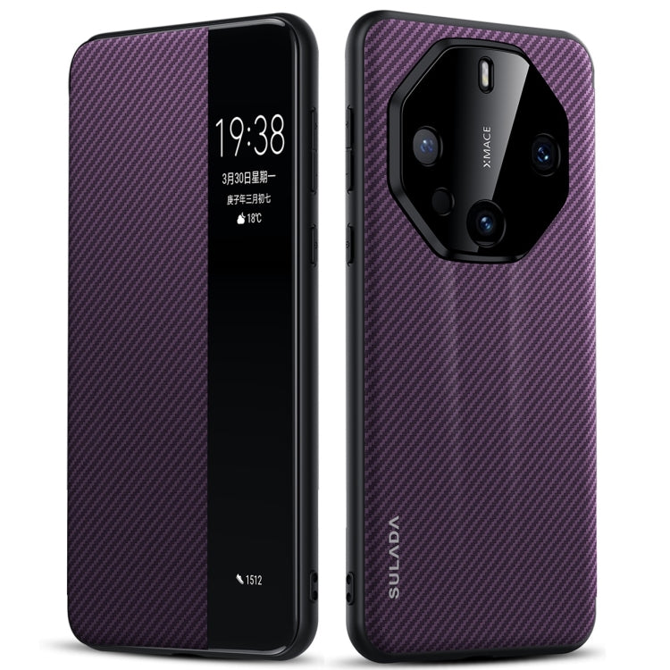 For Huawei Mate 60 RS Ultimate SULADA Kevlar 600D Texture Smart Window Leather Phone Case