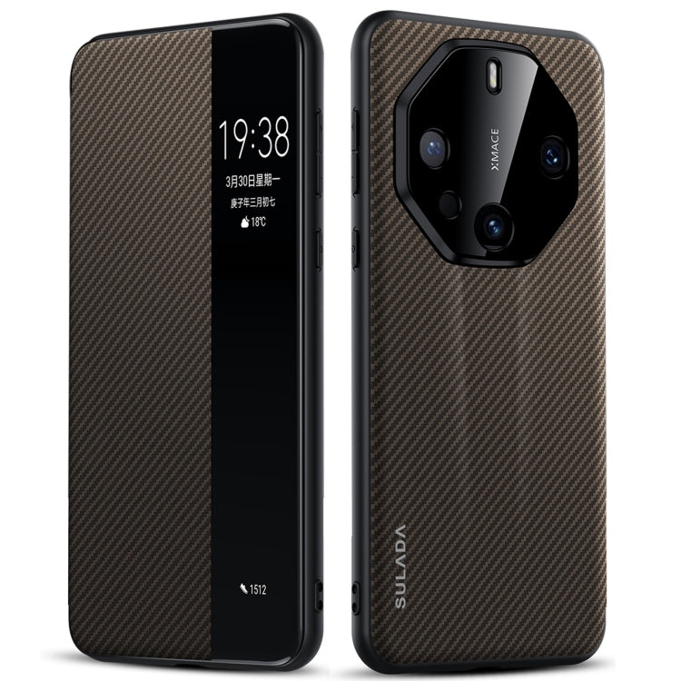 For Huawei Mate 60 RS Ultimate SULADA Kevlar 600D Texture Smart Window Leather Phone Case