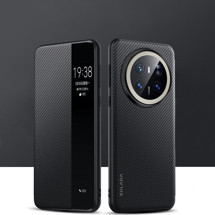 For Huawei Mate 70 SULADA Kevlar 600D Texture Smart Window Leather Phone Case