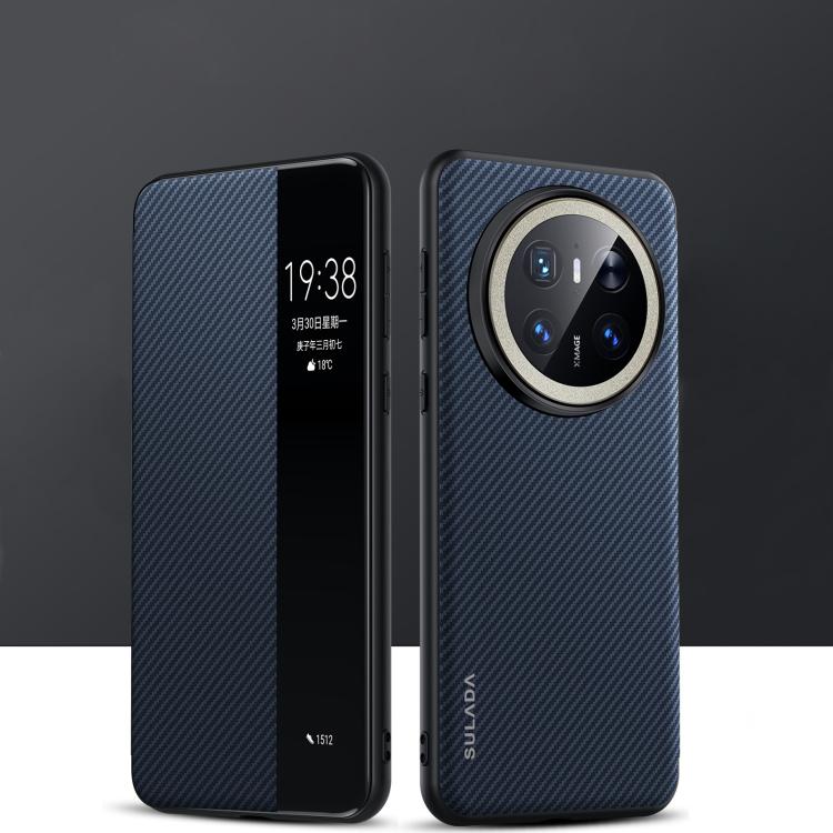 For Huawei Mate 70 SULADA Kevlar 600D Texture Smart Window Leather Phone Case