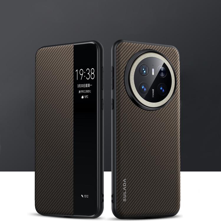 For Huawei Mate 70 SULADA Kevlar 600D Texture Smart Window Leather Phone Case