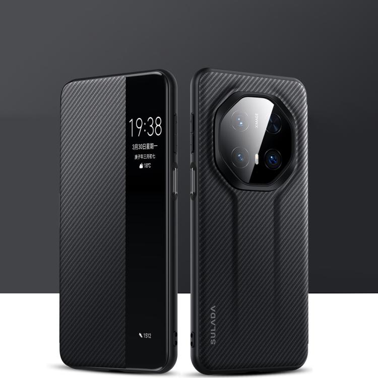 For Huawei Mate 70 RS Ultimate SULADA Kevlar 600D Texture Smart Window Leather Phone Case