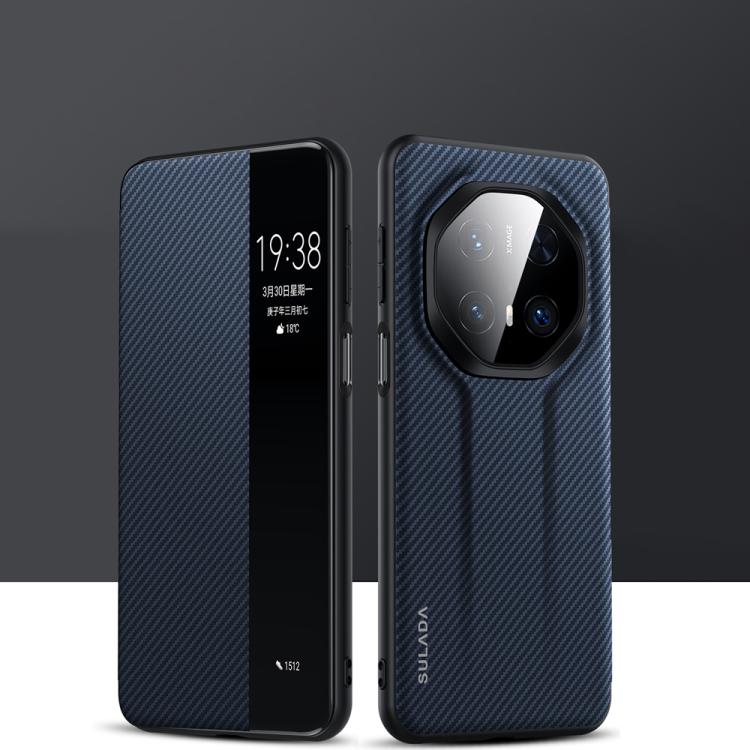 For Huawei Mate 70 RS Ultimate SULADA Kevlar 600D Texture Smart Window Leather Phone Case