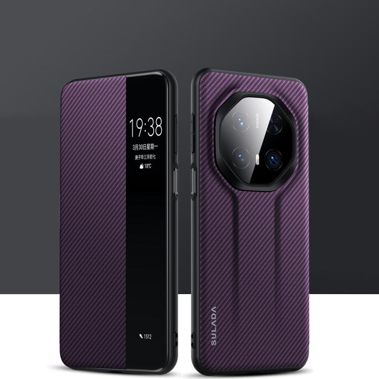 For Huawei Mate 70 RS Ultimate SULADA Kevlar 600D Texture Smart Window Leather Phone Case