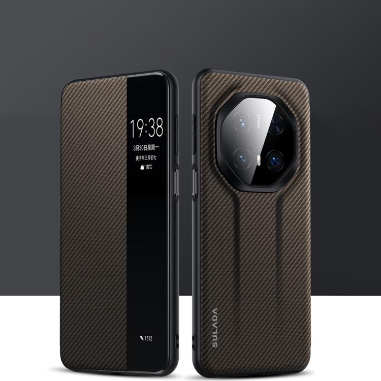 For Huawei Mate 70 RS Ultimate SULADA Kevlar 600D Texture Smart Window Leather Phone Case