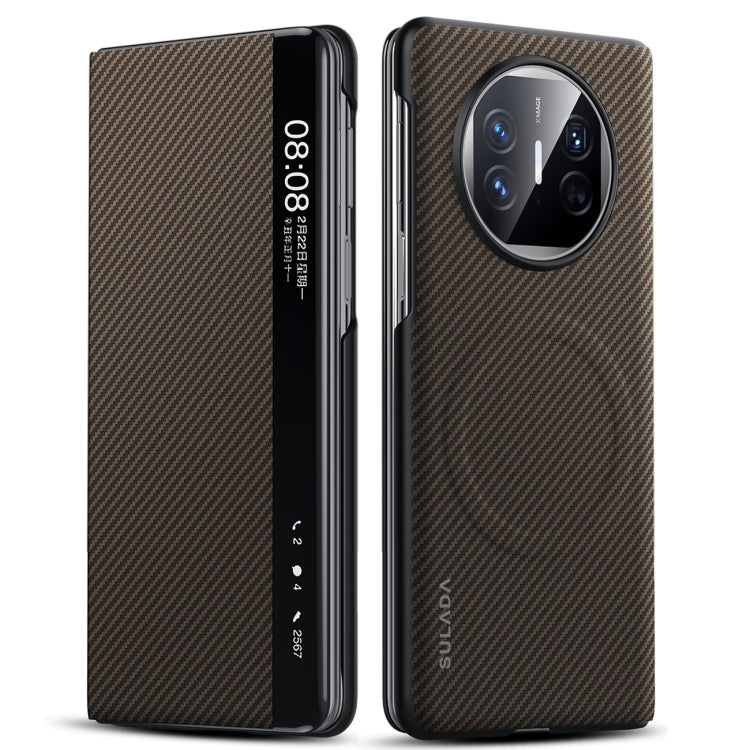For Huawei Mate X5 SULADA Kevlar 600D Texture Smart Window Leather Phone Case