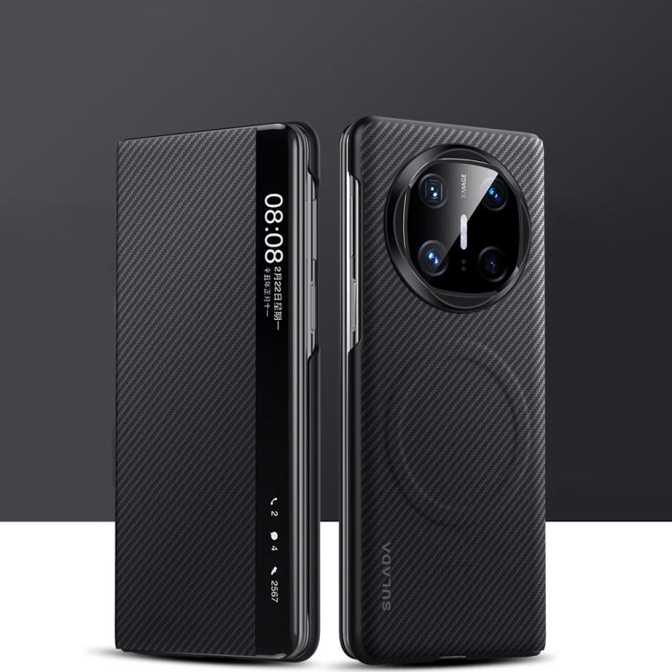 For Huawei Mate X6 SULADA Kevlar 600D Texture Smart Window Leather Phone Case