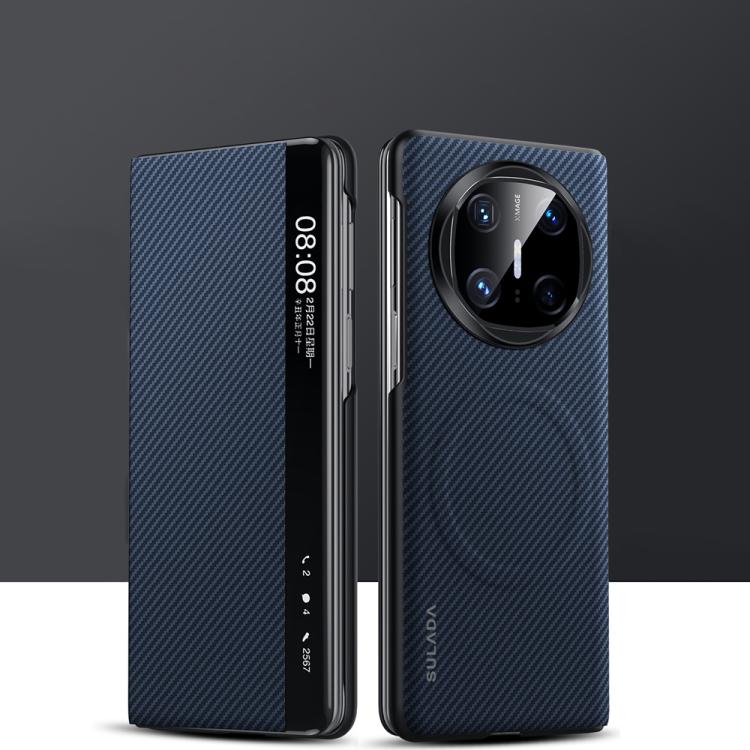 For Huawei Mate X6 SULADA Kevlar 600D Texture Smart Window Leather Phone Case