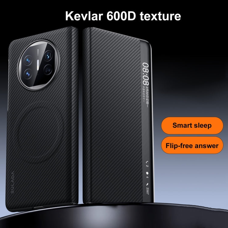 For Huawei Mate X3 SULADA Kevlar 600D Texture Smart Window Leather Phone Case