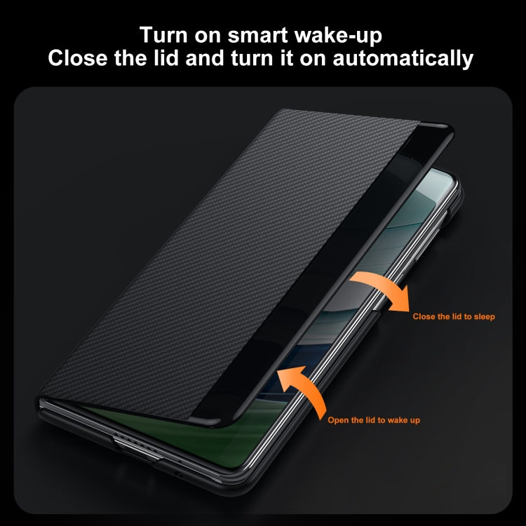 For Huawei Mate X6 SULADA Kevlar 600D Texture Smart Window Leather Phone Case