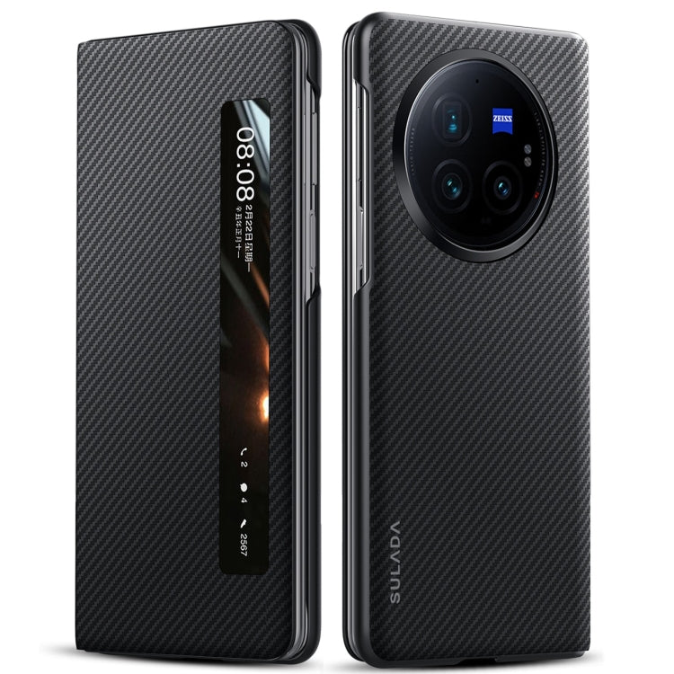 For vivo X Fold3 Pro SULADA Kevlar 600D Texture Smart Window Leather Phone Case