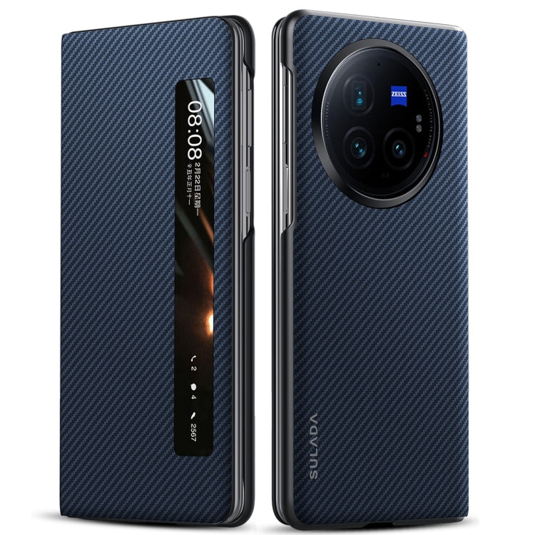 For vivo X Fold3 Pro SULADA Kevlar 600D Texture Smart Window Leather Phone Case