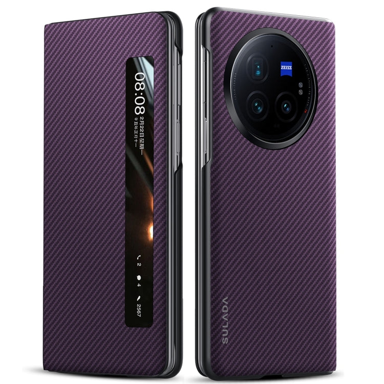 For vivo X Fold3 Pro SULADA Kevlar 600D Texture Smart Window Leather Phone Case