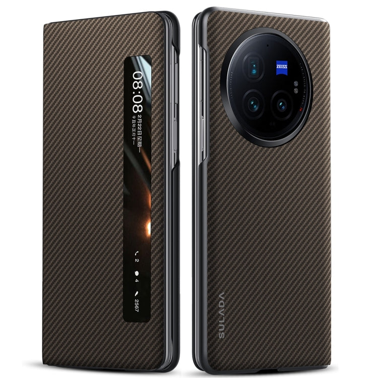 For vivo X Fold3 Pro SULADA Kevlar 600D Texture Smart Window Leather Phone Case