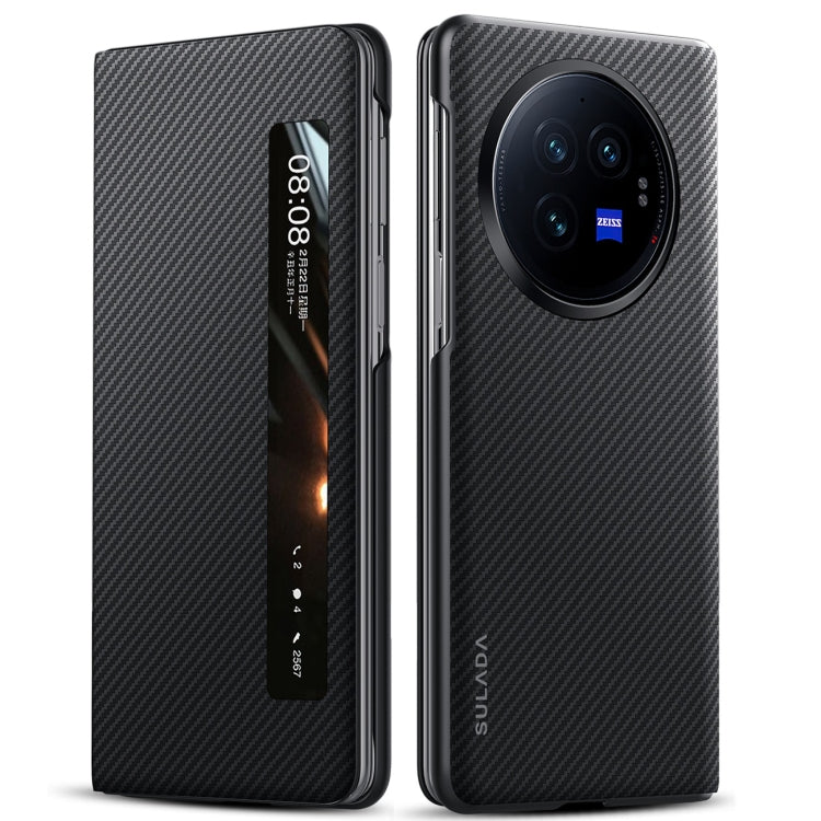 For vivo X Fold3 SULADA Kevlar 600D Texture Smart Window Leather Phone Case