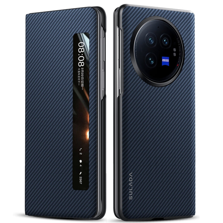 For vivo X Fold3 SULADA Kevlar 600D Texture Smart Window Leather Phone Case