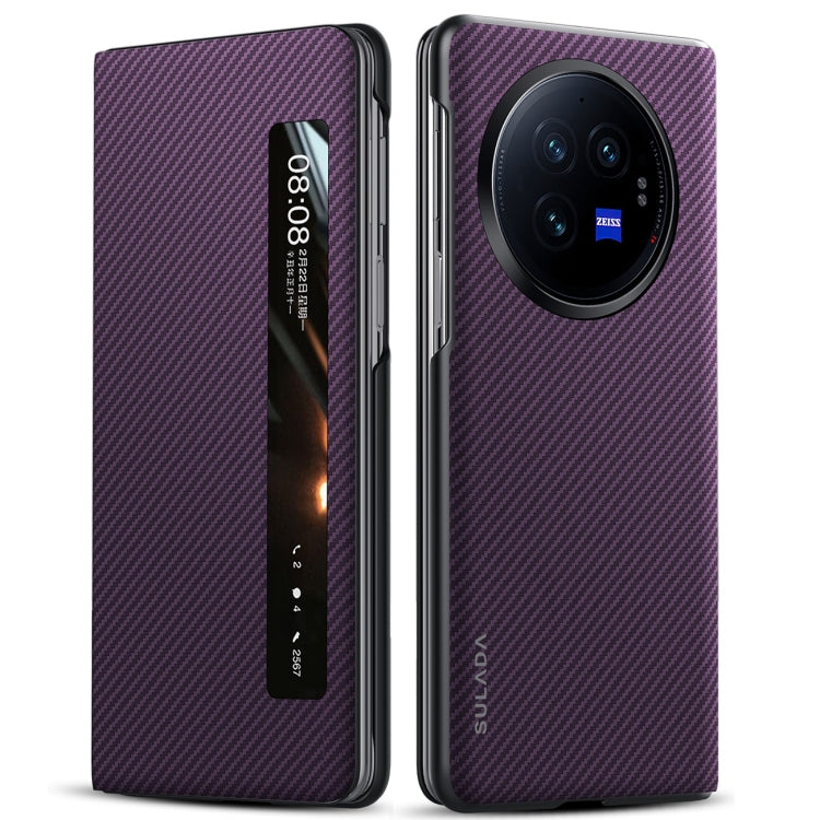 For vivo X Fold3 SULADA Kevlar 600D Texture Smart Window Leather Phone Case