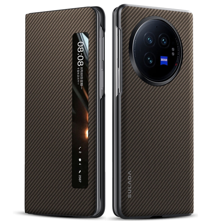 For vivo X Fold3 SULADA Kevlar 600D Texture Smart Window Leather Phone Case