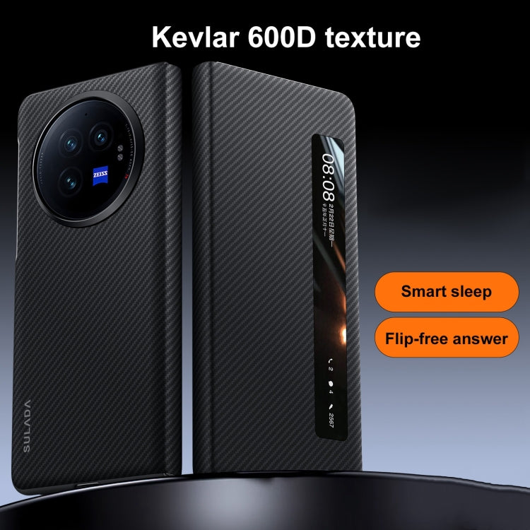 For vivo X Fold3 SULADA Kevlar 600D Texture Smart Window Leather Phone Case