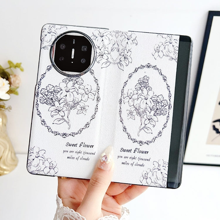 For Huawei Mate X5 / X2 Sketching Flowers Flip Leather Phone Case